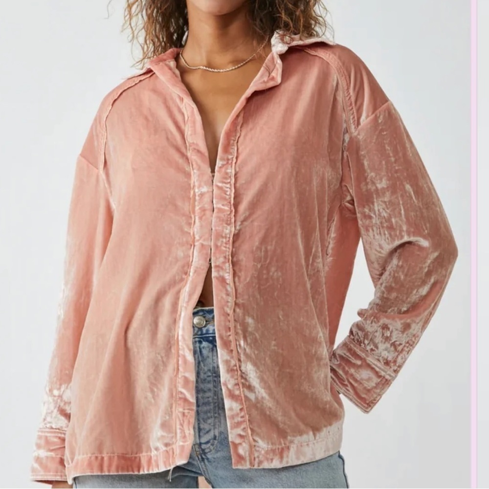 NWOT Free People Marianne Velvet Shirt - Picture 3 of 15